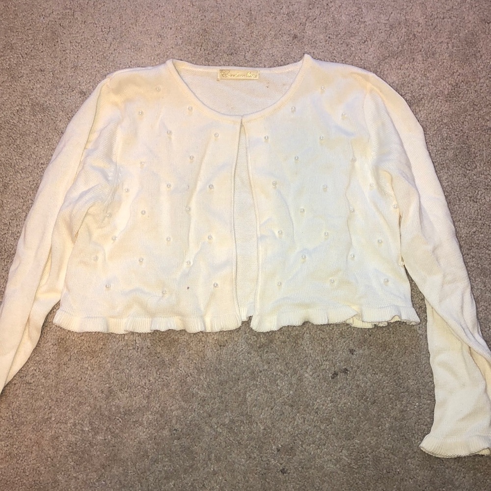 Pearl embroidered dress cardigan